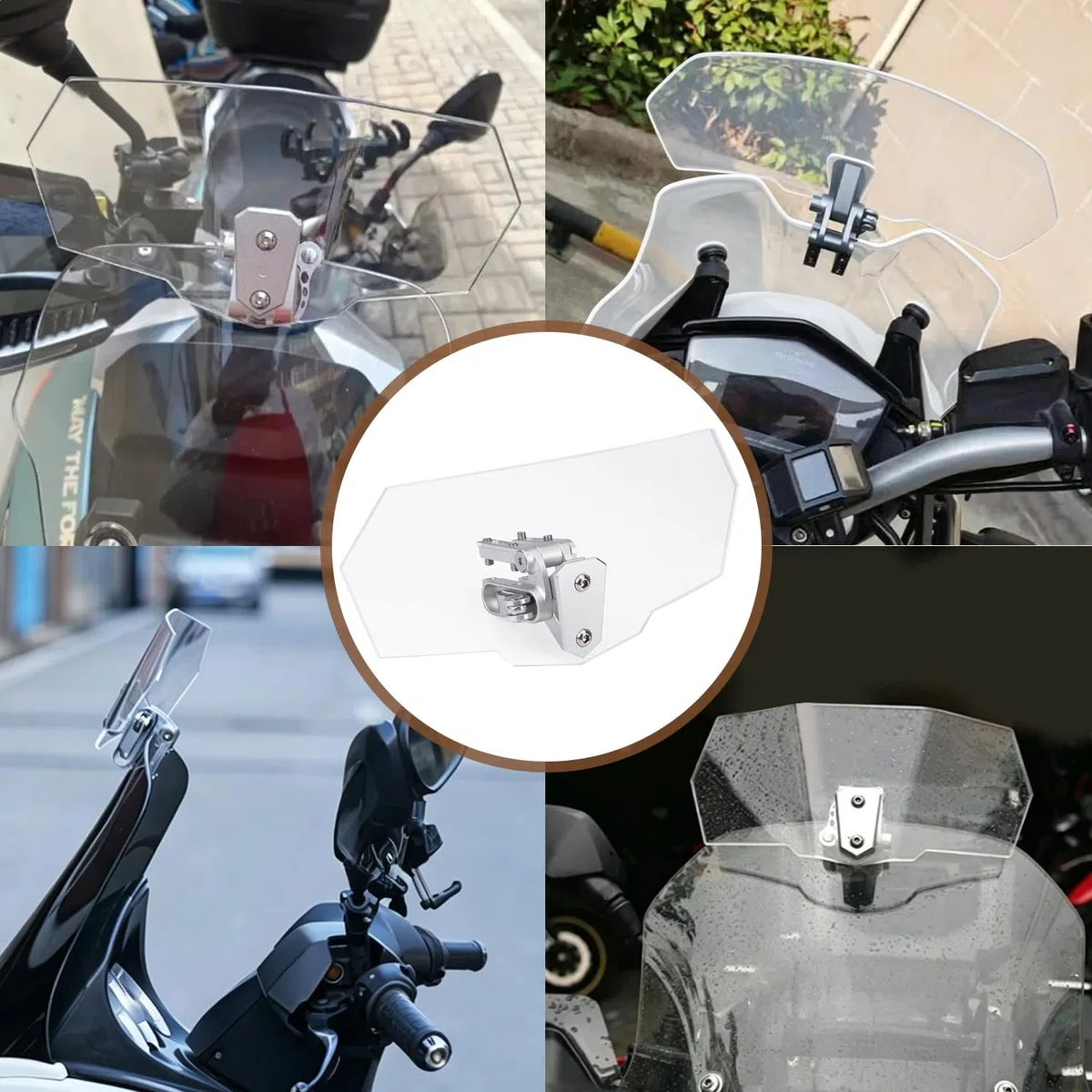 Parabrisas de Motocicleta, Deflector Cupula Moto Deflector de Viento Ajustable Clips para Motos de Alerón de Viento Universal Transparente para la Mayoría de Las Bicicletas