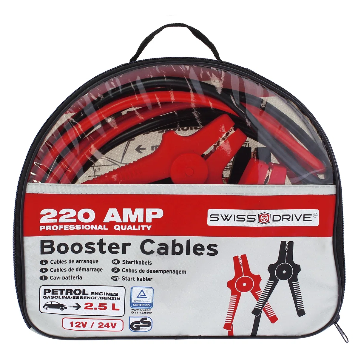 S SUMEX Cables Arranque Coche 200A 3m Pinzas Batería 16 mm Cables Emergencia para Batería Coche Bolsa Transporte GS TÜV