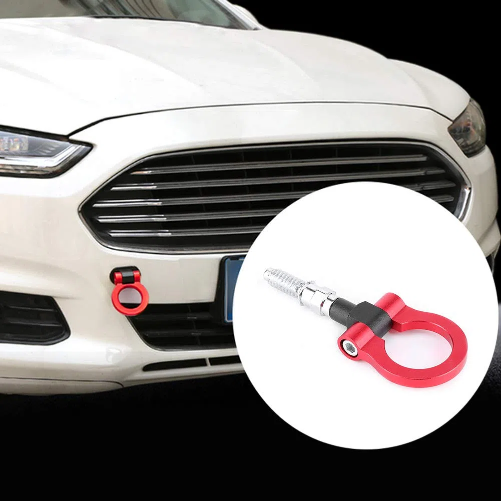 Gancho de Remolque,Fydun Anillo Universal para Remolque de Remolque Auto de aleación de Aluminio, Gancho de Remolque Delantero para Serie E(Rojo)