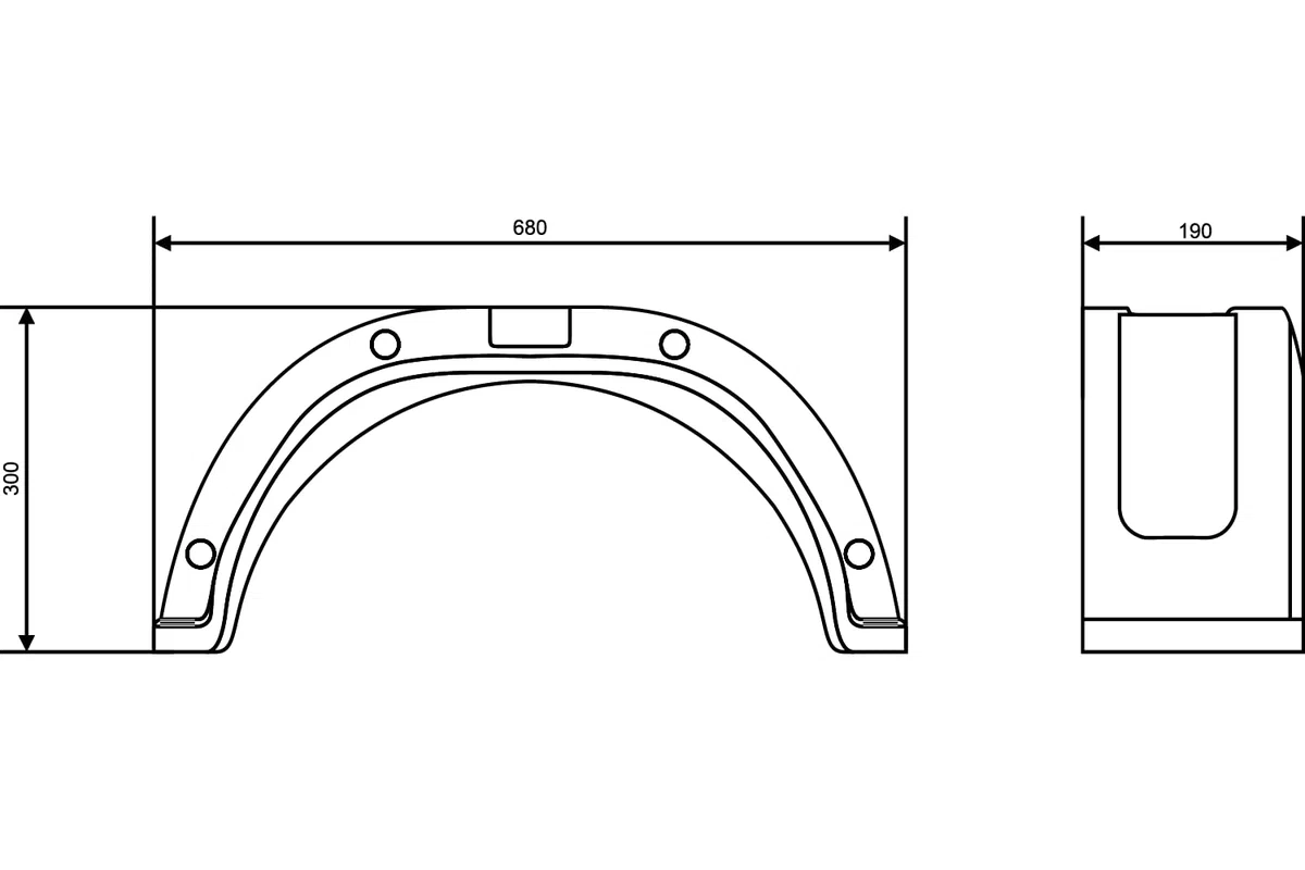 AL-KO Guardabarros Simple para Remolque Ruedas de 13 y 14 Pulgadas Paso de Rueda de plástico Polipropileno con EPDM 680 x 190 mm Cubierta Protectora antibarro Universal