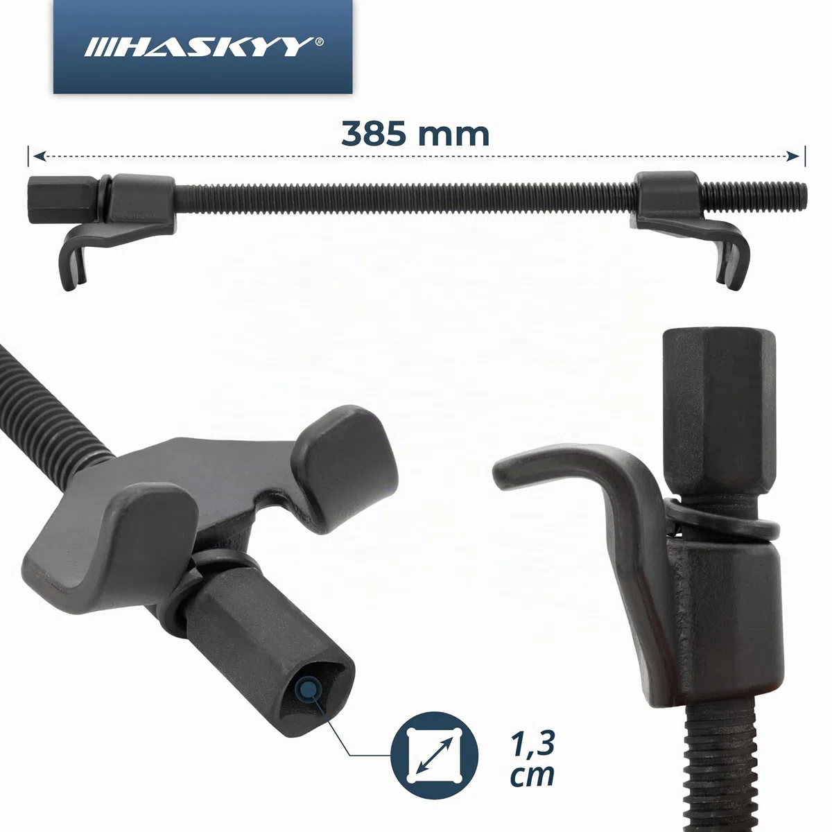 HASKYY Kit Compresor Muelles Amortiguador para Coche de 380mm I Abarca 38 cm I Compresor para Montaje de los Amortiguadores del Coche | Herramientas para Coches