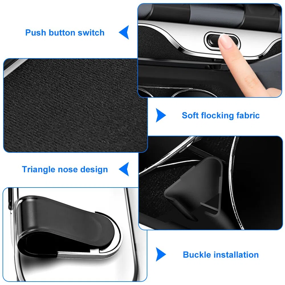 Funda para Gafas De Coche, Soporte Portátil para Lentes De Sol, Soporte para Gafas De Sol para Coche con Acolchado De Fieltro, Multifuncional, para La Mayoría De Los Modelos De Coche (Negro)