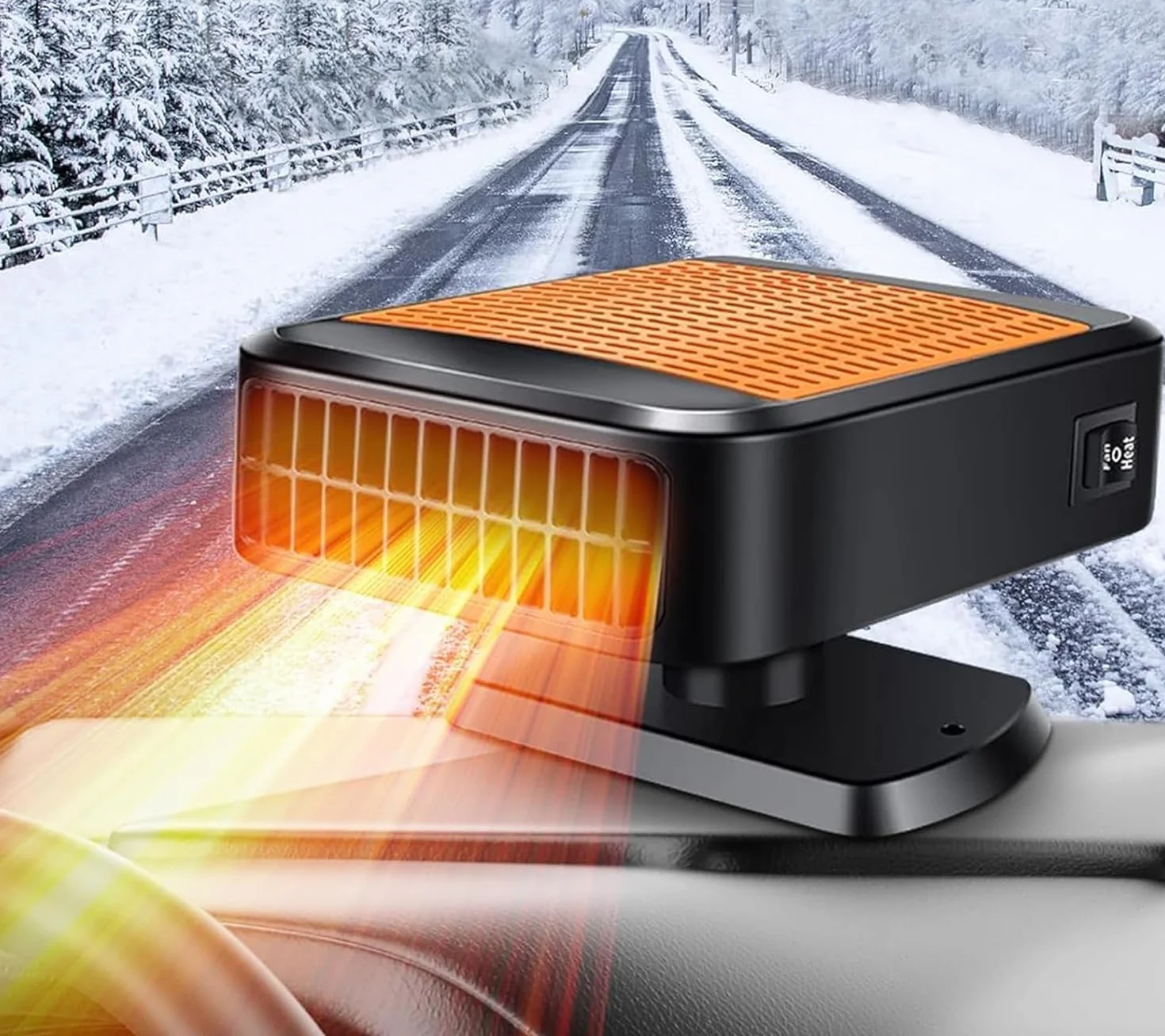 Ventilador calefactor portátil para coche, descongelador y desempañador de 200W con calentamiento rápido, ventilador calefactor de 2 en 1 con calefacción y refrigeración, secador con rotación