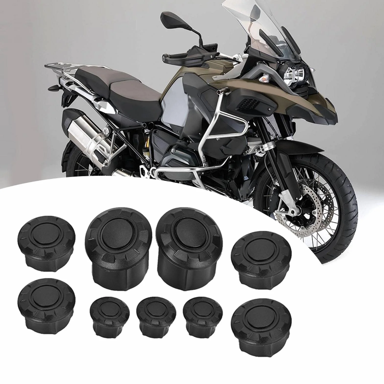 Qiilu Tapón del agujero del marco Kit, Marco de la Motocicleta Tapa del Orificio para R1200GS LC Aventura 14-18