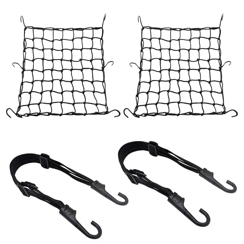 Correa de Casco y Carga para Moto, Red Elástica de Equipaje Ajustable con Ganchos, Araña Elástica