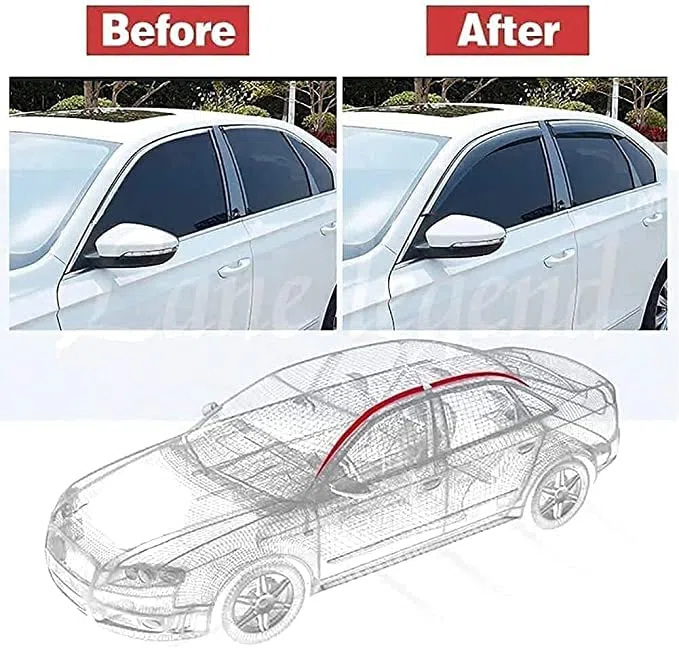4 Piezas Coche Deflectores Cortavientos,para Jetta 2000-2012,Ventanas Laterales Delantera Trasera Protector de Humo de Lluvia Visera