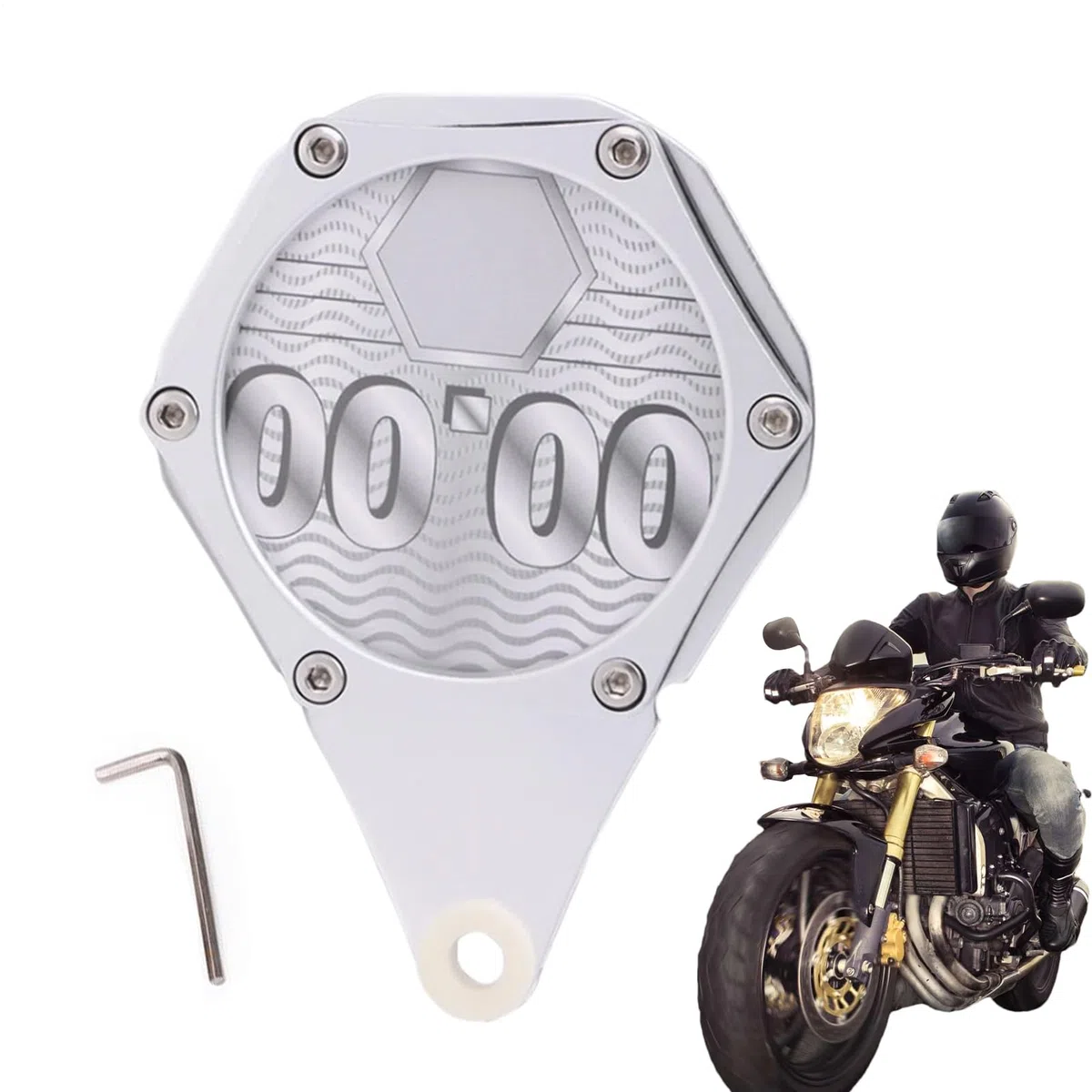 Porta Permiso De Impuesto Para Moto - Placa Hexagonal Para Permiso De Circulación | Soporte De Aluminio Con Llave Para Colgar Tarjetas Y Etiquetas En Scooter O Moto