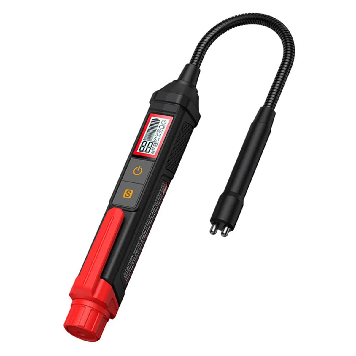 Probador de líquido de frenos, detector de humedad del aceite de frenos con función de retención de datos y sonda de cuello de cisne resistente a la corrosión de 8,5 pulgadas.