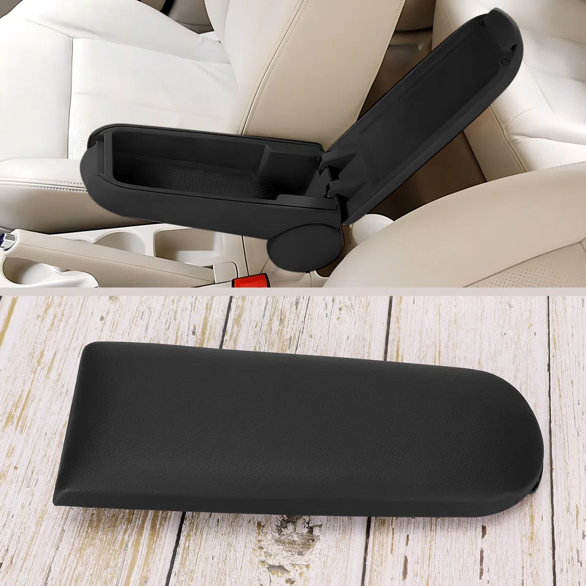 Tapa para reposabrazos compatible con VW Jetta Golf 4 MK4 Polo Bora Passat Lavida, piel sintética (negro)