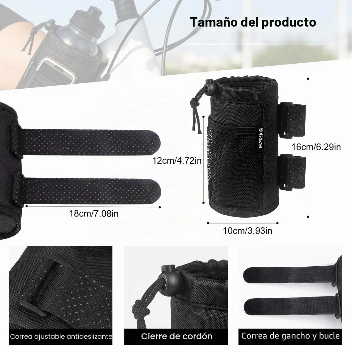GES UTV - Portatazas de 2 Unidades con Bolsillo de Malla y Cierre de Cable, Accesorios para ATV, Cochecito, Silla de Ruedas, Scooter, Barco y Carrito de Golf