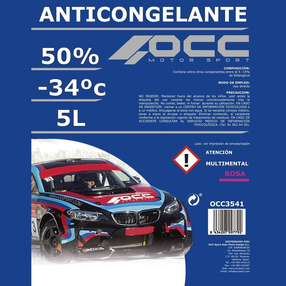 Occ Motorsport OCC3541 Anticongelante 5 l 50% organico