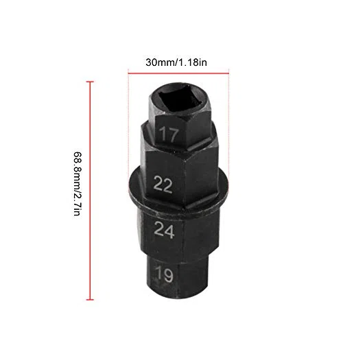 Qiilu Herramienta para Eje Hexagonal, Herramienta para Eje de Motocicleta, Herramienta de reparación de Llave para Eje de neumático de Motocicleta para Eje Delantero de 17 mm, 19 mm, 22 mm y 24 mm