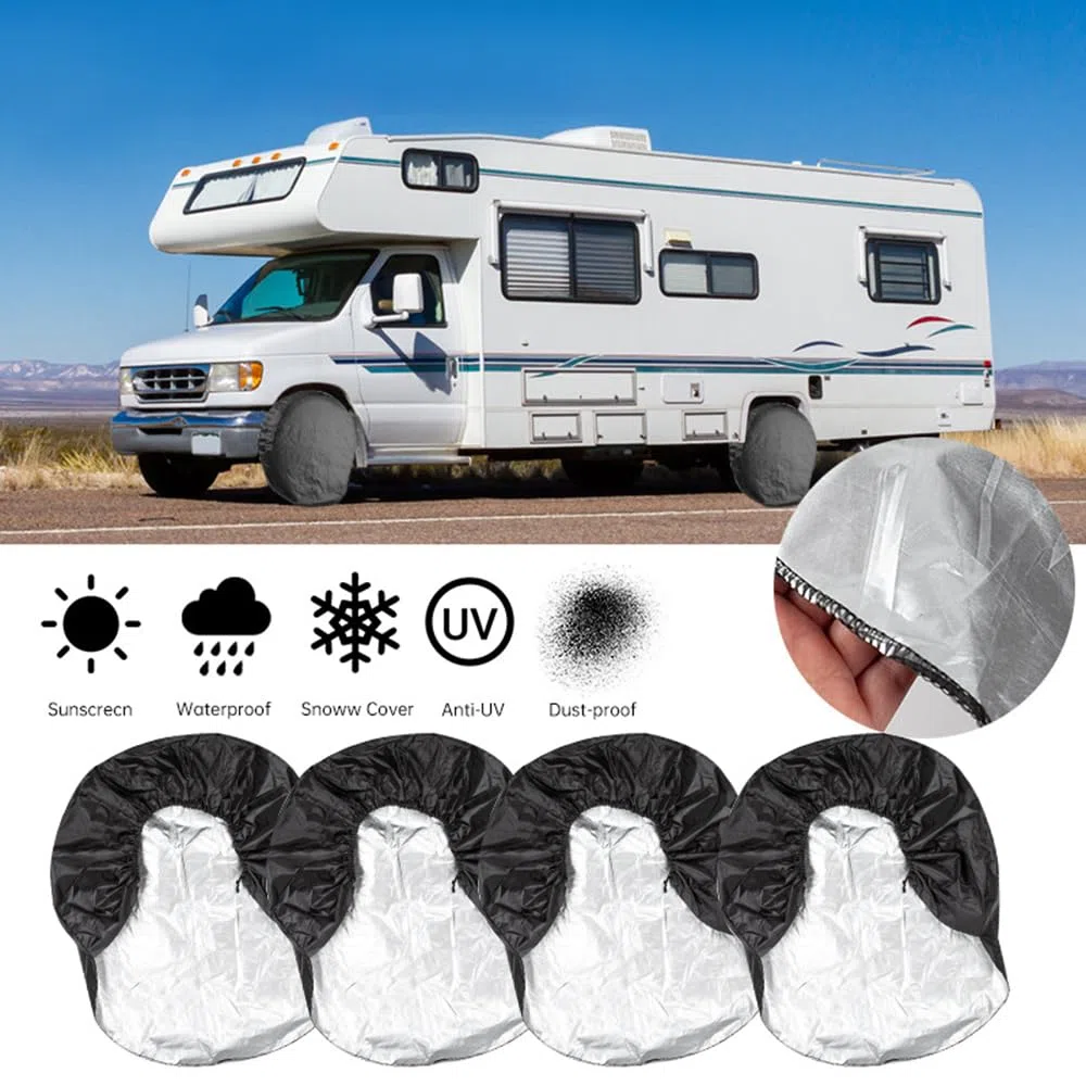 4 fundas de rueda de repuesto para neumáticos de 27 a 29 pulgadas, impermeables, ajuste universal para caravanas, coches, camiones, SUV, campistas, remolques