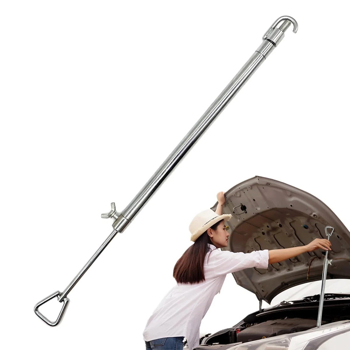 Varilla de apoyo del capó,Varilla de sujeción del capó del motor del coche | Herramienta de apoyo para capó ajustable, soporte telescópico para la mayoría de coches, automóviles y motores