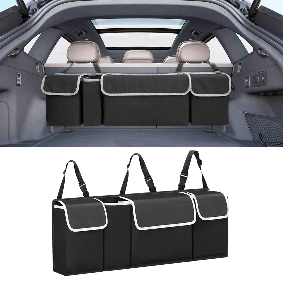 Organizador De Maletero De Coche Para El Asiento Trasero Del Coche Bolsa De Almacenamiento Para El Maletero Del Coche Bolsa De Almacenamiento Con Velcro Para Maletero, Plegable, Impermeable