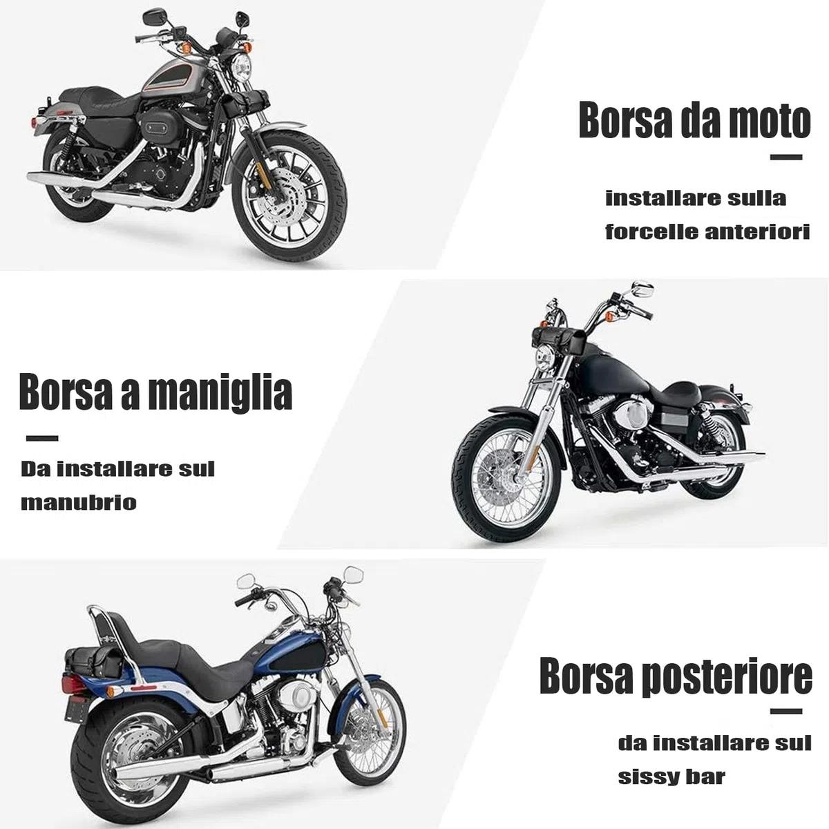 Bolsa universal para sillín de motocicleta, de piel sintética, para manillar de moto, con 2 correas, resistente al agua y al calor