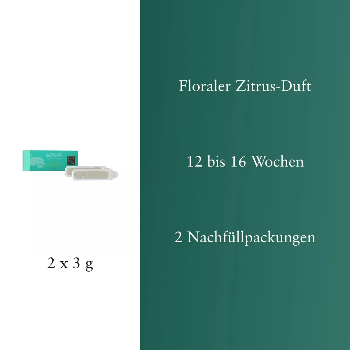 RITUALS Karma Pack Recargas de Ambientador de Coche – 2 Recargas – Flor de Loto y Té Blanco – 2 x 3 g – sin soporte de madera
