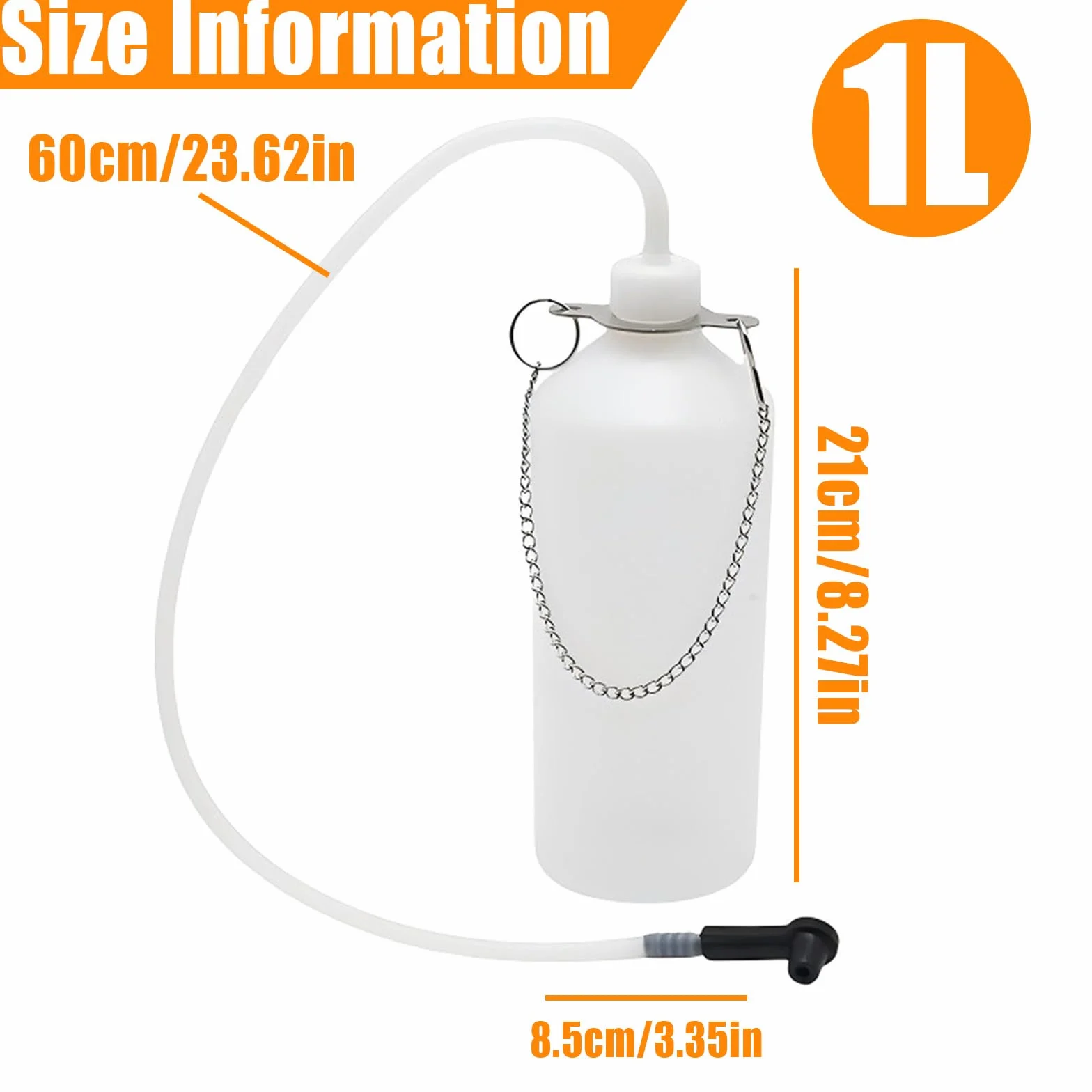 Botella Recogida Frenos 1 L con Manguera 60cm y Acoplamiento Goma,Depósito para Recoger & Cambiador Líquido Frenos,Purgador Frenos para Mayoría Los Tornillos Purga, Equipo para Cambio Aceite y Drenaje