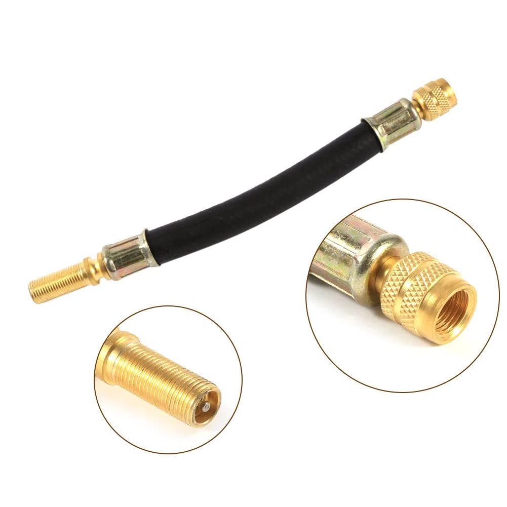 4 x extensión doble de válvula de neumático flexible con adaptador para rueda de autobús y camión de transmisión 140 mm + 2 abrazaderas