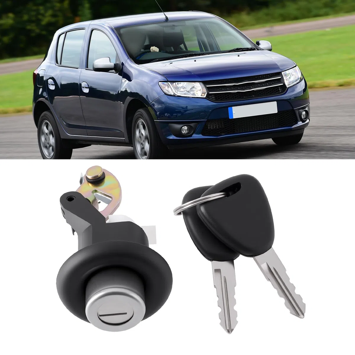 Cerradura de cilindro para portón trasero de coche con llaves 905020198R compatible con Dacia Sendero 08-12