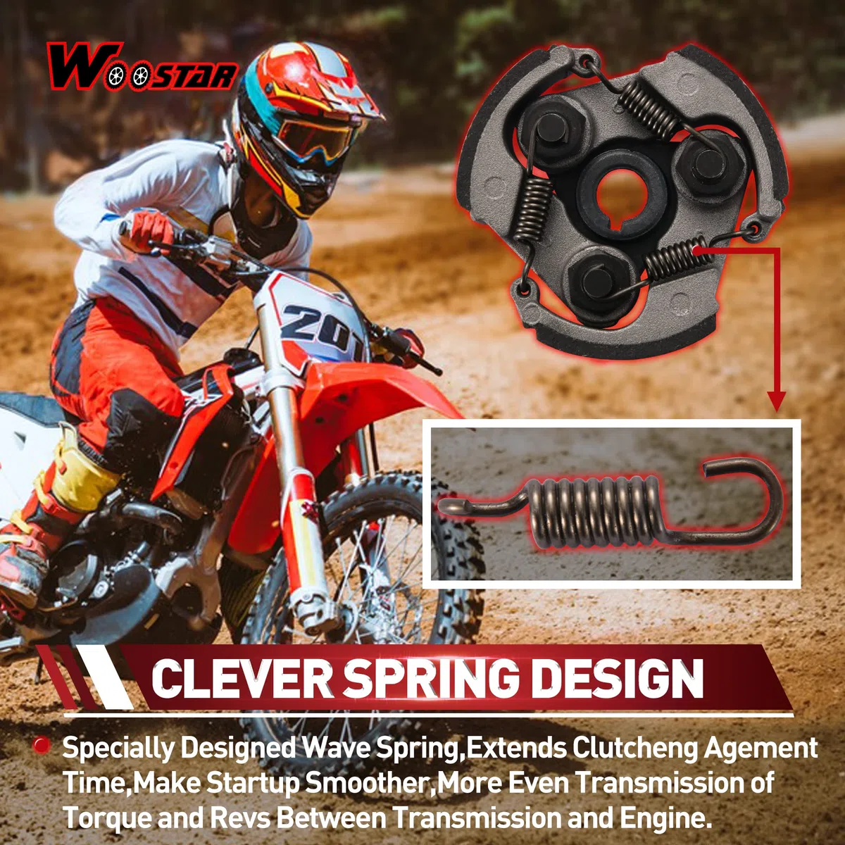 WOOSTAR Embrague Pad con 3 Springs Reemplazo para 2 Tiempos 47cc 49cc 50cc 53cc Coolster Mini Pocket Bike Dirt Pit Bike Crosser ATV