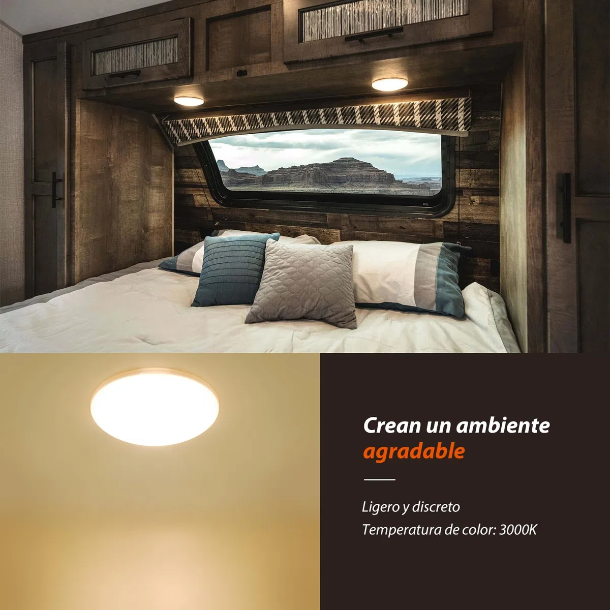 Dream Lighting Lámpara de Techo Autocaravana Luz Interior Casa Rodante Barco 12v Blanco Cálido