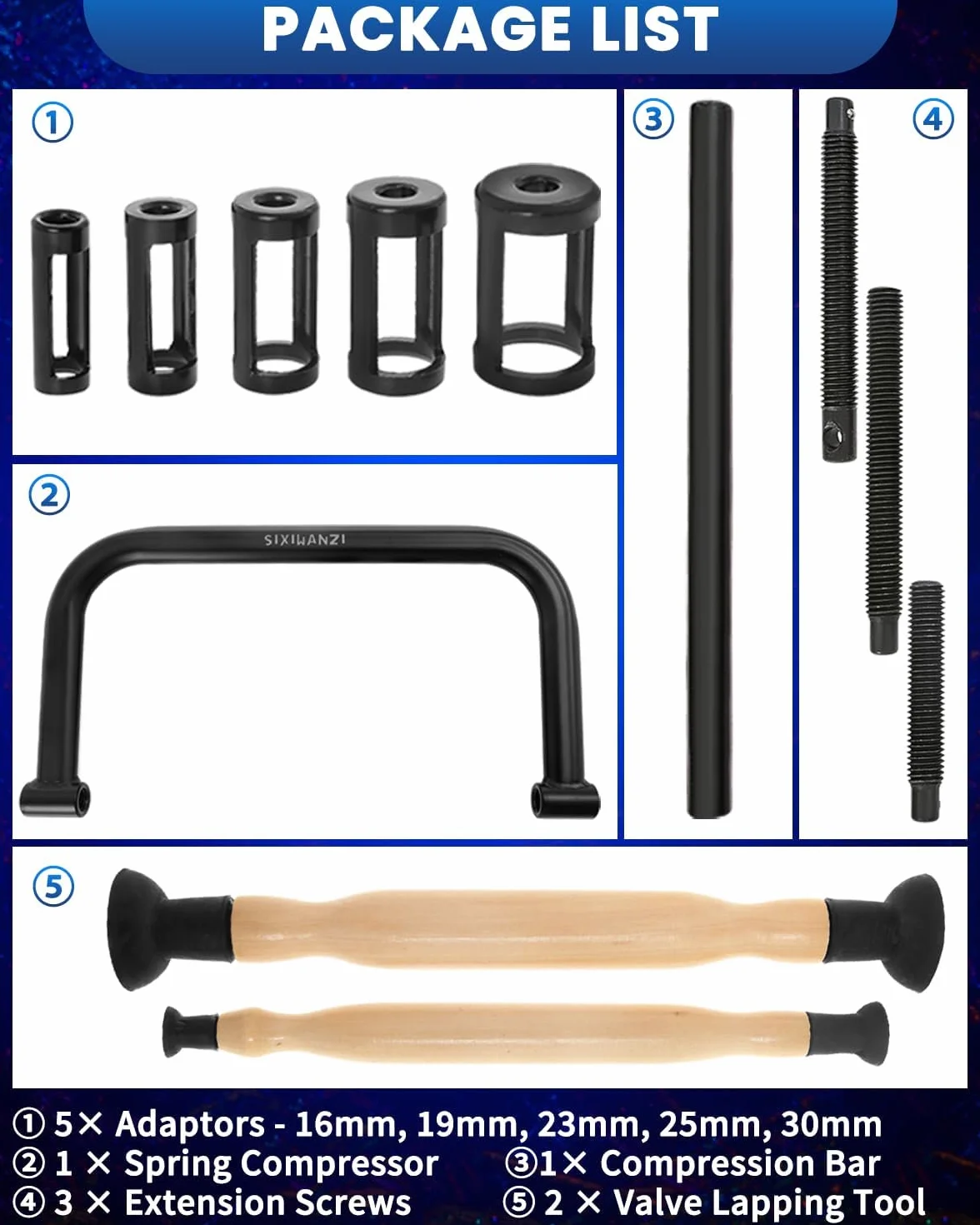 QZQUFJ 12 Piezas Pasta Esmerilar Valvulas Compresor Muelles Amortiguador, Portátil Compresor de Muelles Amortiguador Traje, para Moto Coche Van Kit de Instalación de Extracción