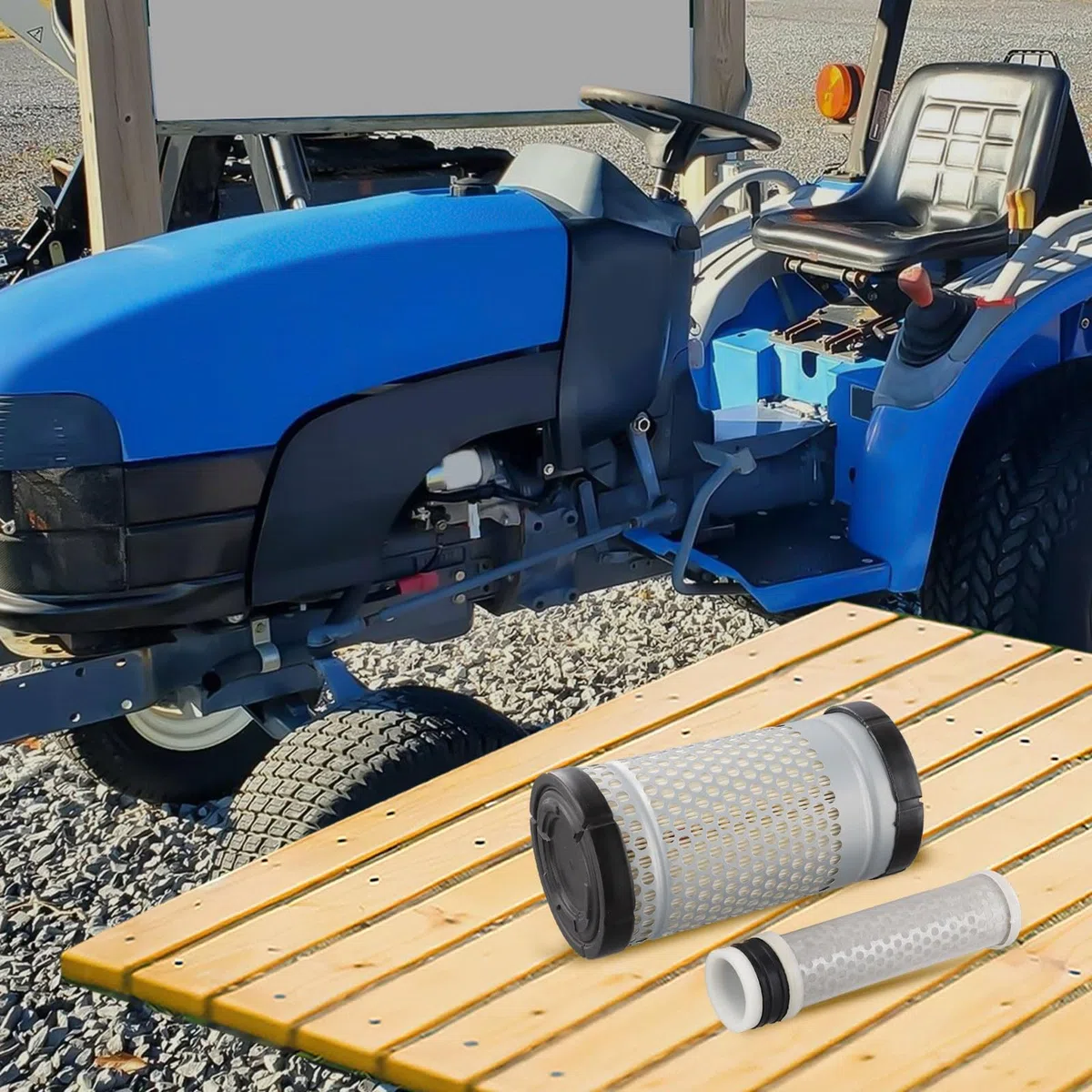 Kit de filtro de aire para tractores New Holland TC18, TC21, TC21D, TC23DA, TC24DA, TZ21D, TZ22DA, TZ24DA, TZ25DA, TC26DA, TZ18A — Sustituye a P500260, P903550, 6C06099414, 327214. 58242