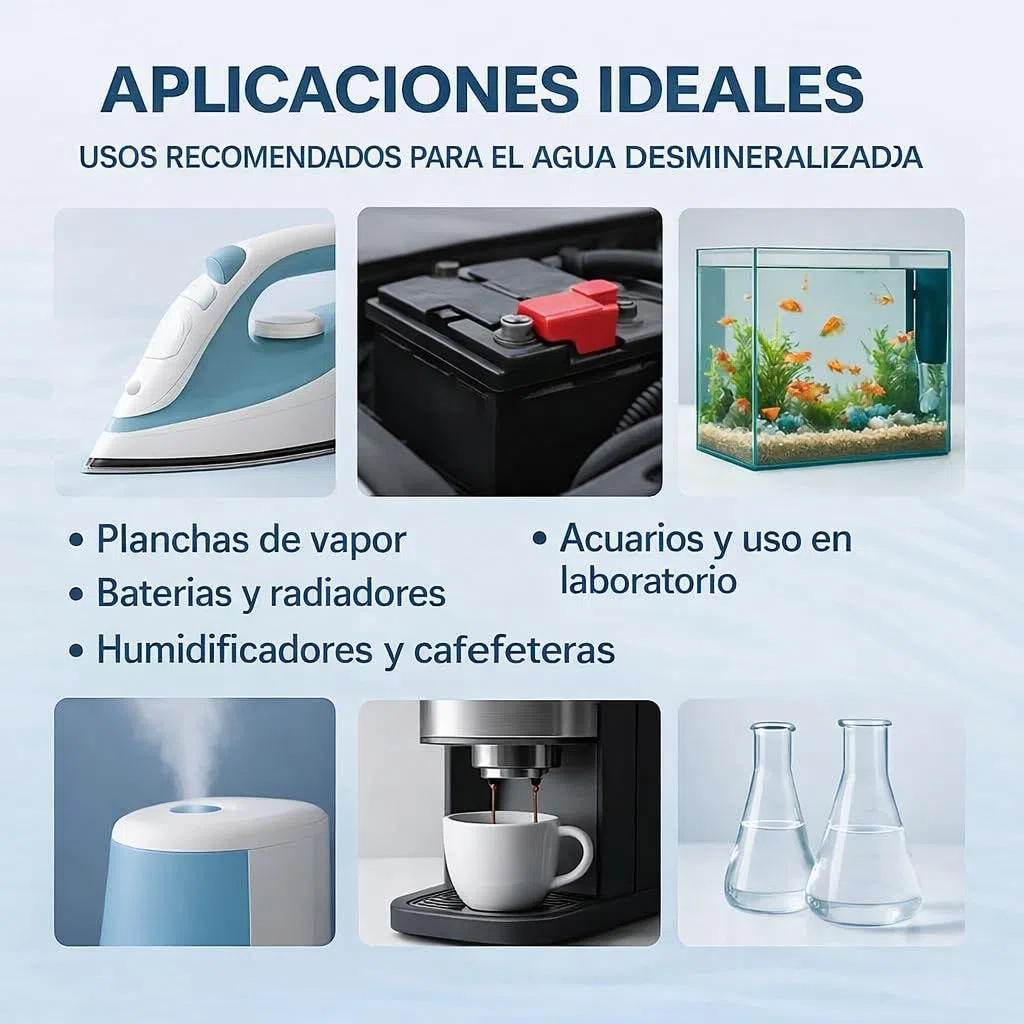 GiDeli Agua desmineralizada 5L agua destilada para planchas, baterías, radiadores, humidificadores, acuarios y laboratorios agua sin cal, inodoro, transparente