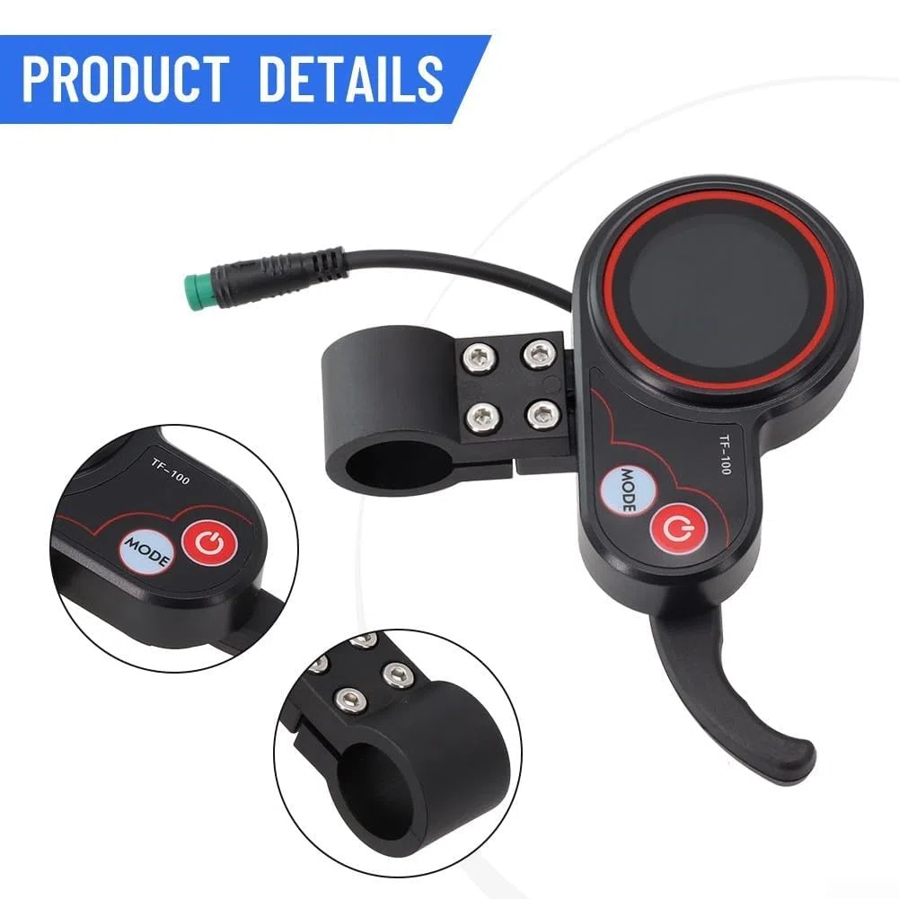 Pantalla LCD de repuesto para salpicadero de 5 pines para scooter eléctrico Kugoo TF-100, controlador de velocidad con indicadores de modo de potencia de engranaje, ABS negro