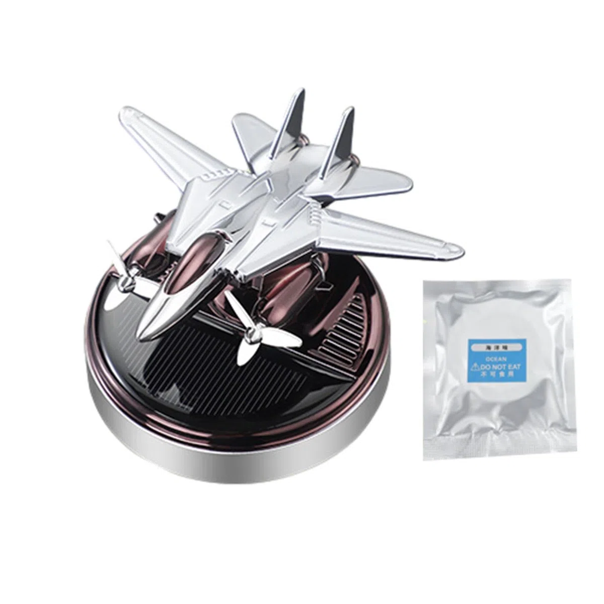 Ambientador de coche con energía solar, difusor de aromaterapia solar giratorio para aviones, difusor de aceite natural para desodorización y alivio de la fatiga para el coche y el hogar