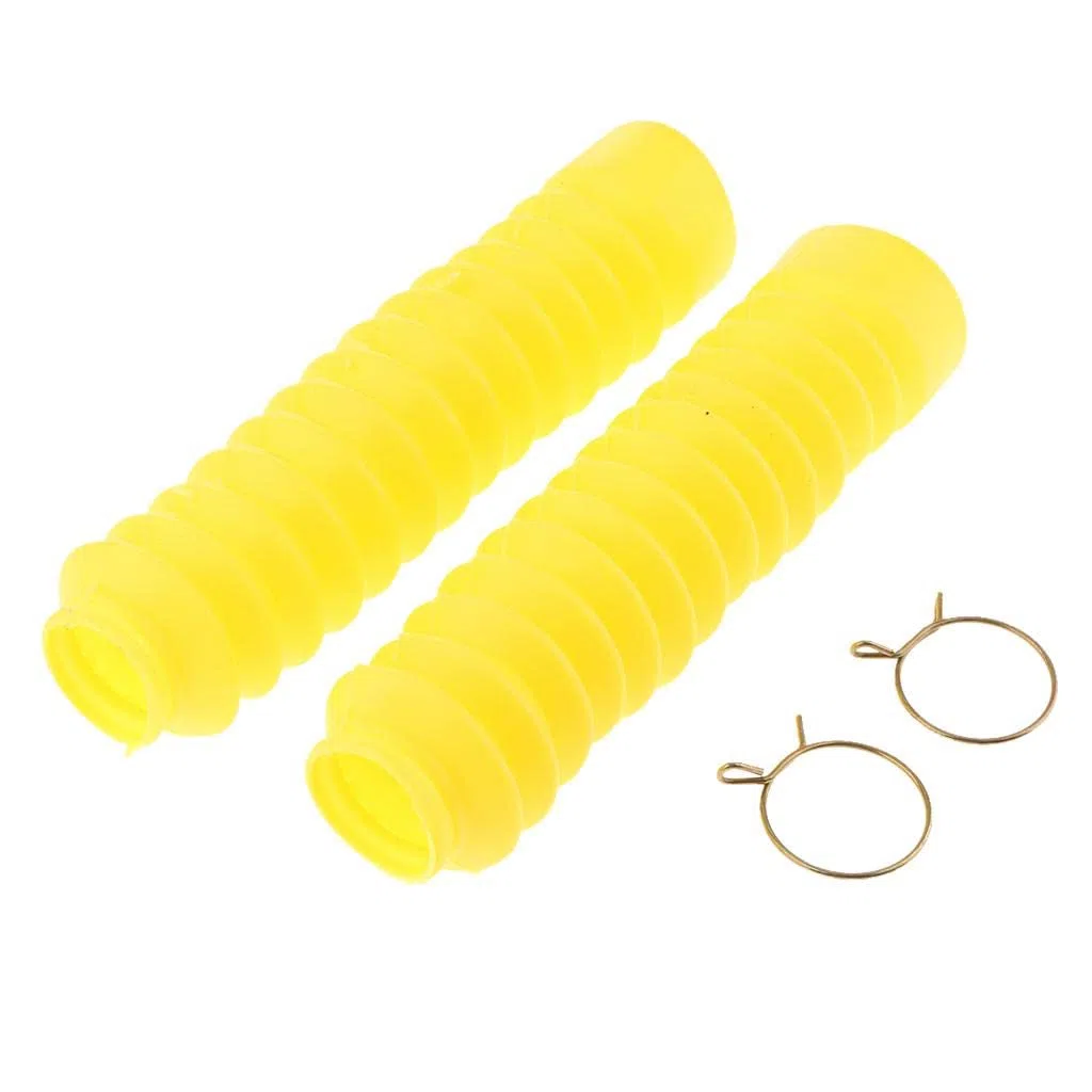 2 Piezas Cubierta de Polvo de Horquilla Delantera Fuelle para Amortiguador Frontal Protección Contra Polvo Material Elástico Adecuado para Reparación, Amarillo