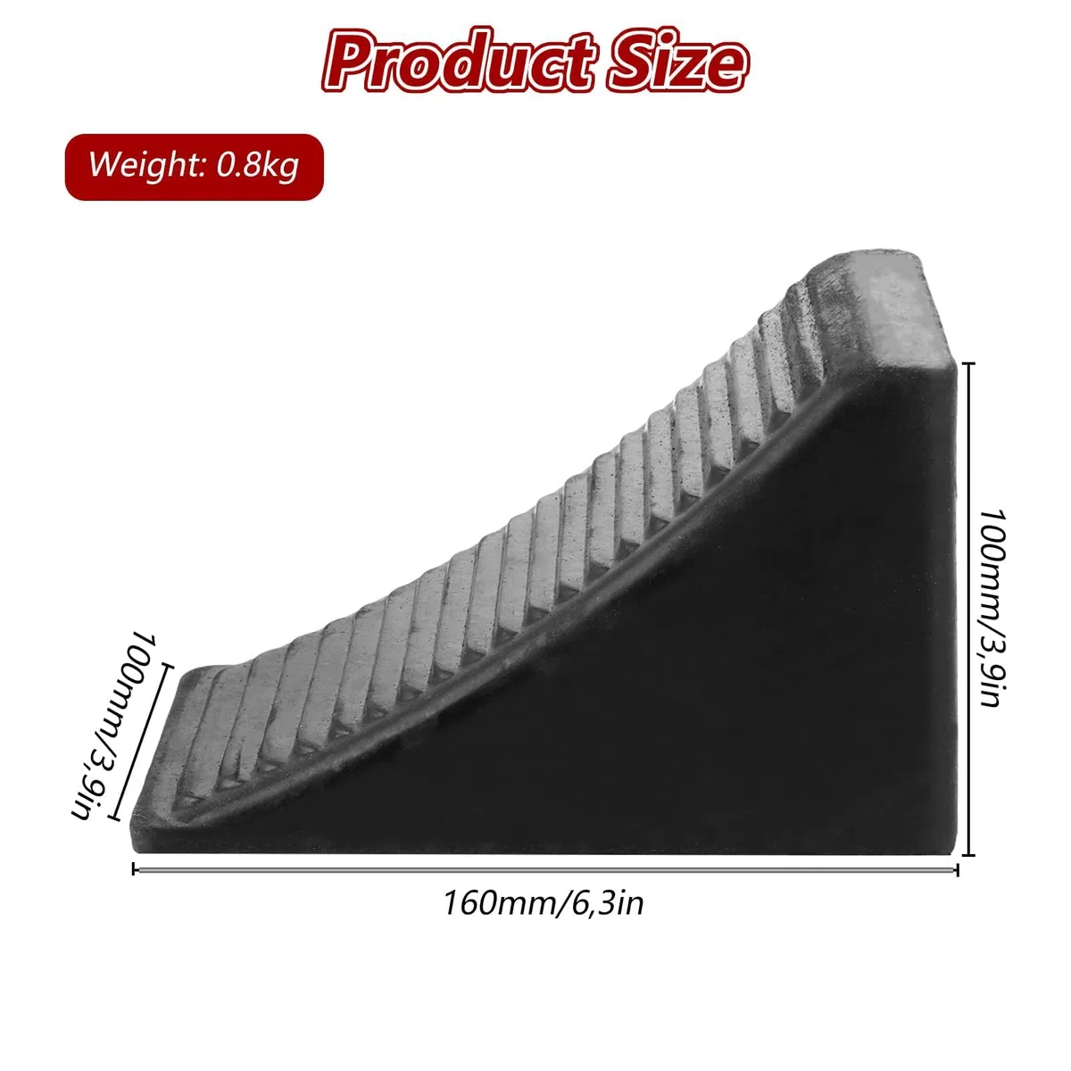 MIVIDE 4 piezas de cuña para rueda, 16 x 10 x 10 cm, cuñas para remolque, cuñas para coche, cuñas para remolque en negro, cuñas de freno para remolque, base antideslizante