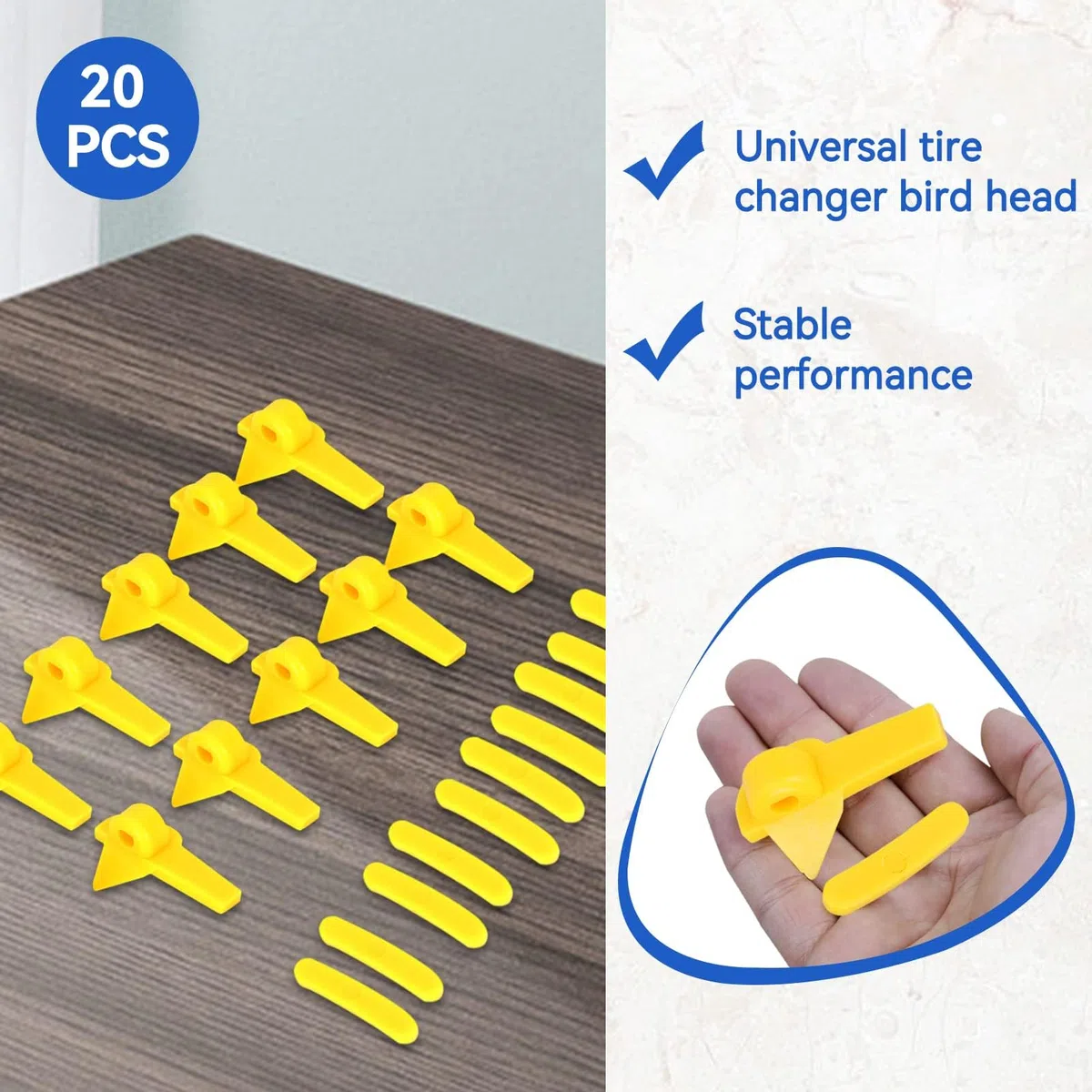 Cabezal de desmontaje de neumáticos, 20 piezas universal ABS inserto cambiador de neumáticos montaje de plástico inserto de máquina Protector de borde llanta de rueda para montaje de cabeza de pato