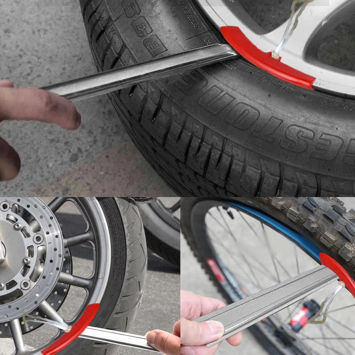 4 Piezas Palanca de Neumáticos, 30cm Palanca de Neumáticos de Bicicleta, Palanca de Neumáticos de Acero, Herramienta De Montaje de Neumáticos para Moto, Bicicleta, Coche, Scooter