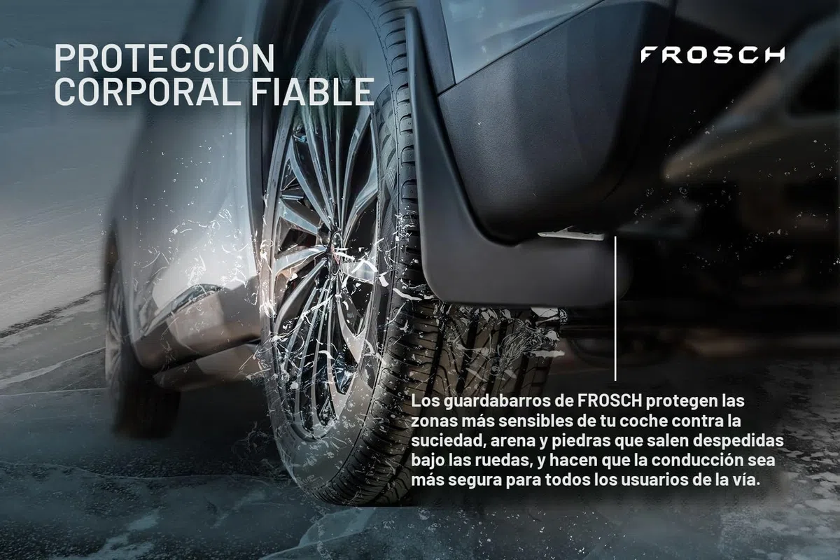 FROSCH EXP.SGFJK001 FROSCH Guardabarros de coche a Medida, aletas guardabarros, aletas de barro de coche, 2 piezas con kit de fijación delantero/trasero Negro