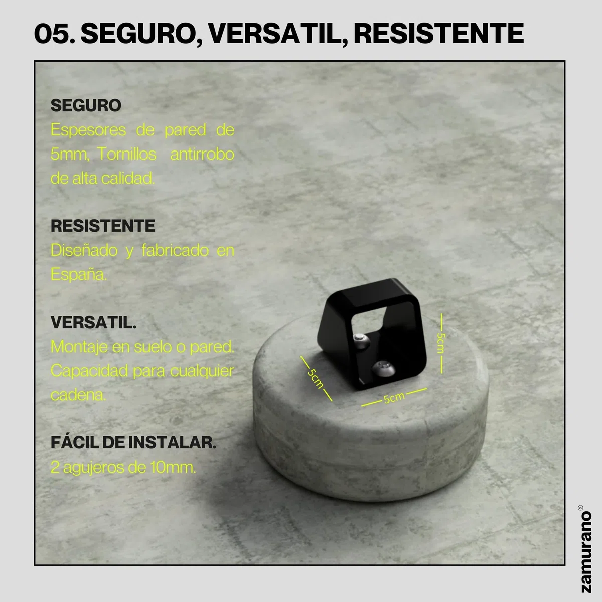 Anclaje antirrobo de alta seguridad para cadena. Ideal para motos y bicis. Cepo de suelo o pared (1)