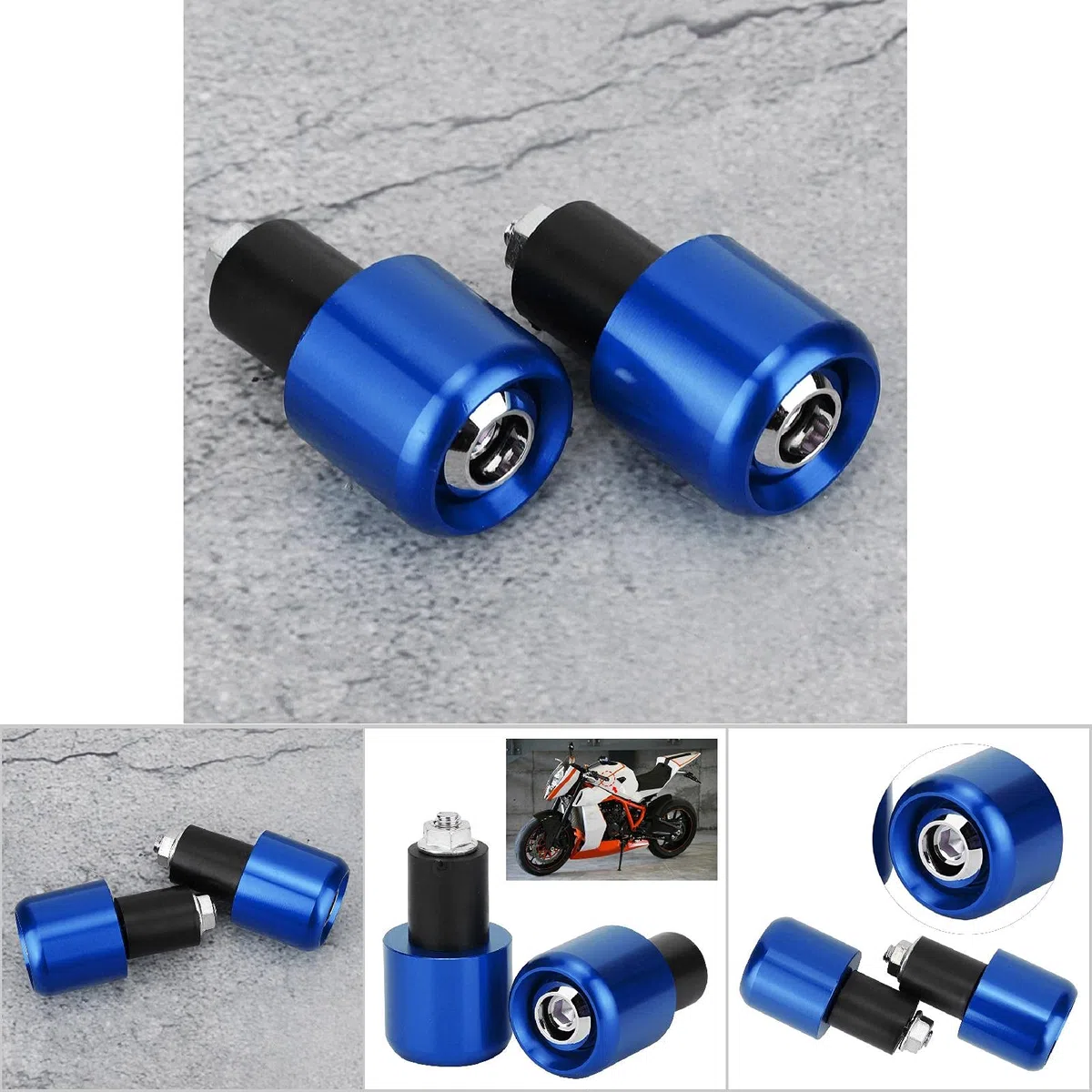 aqxreight Extremo de la barra de la manija, 2 uds., Accesorio de modificación de la motocicleta, tapón del extremo de la barra de la manija para manillar de 22 mm de diámetro(azul)