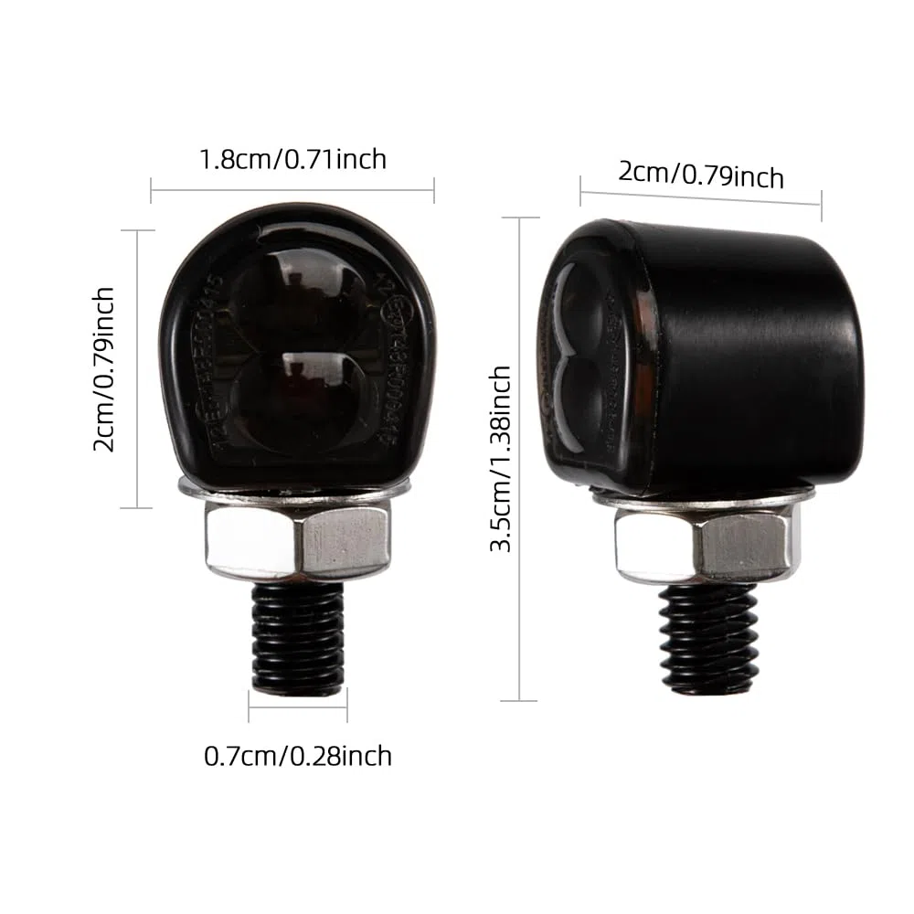 Mini LED moto luz indicadora ámbar lado E24 marcador 12V para custom street moto chopper cruiser scooter cafe racer (Negro)