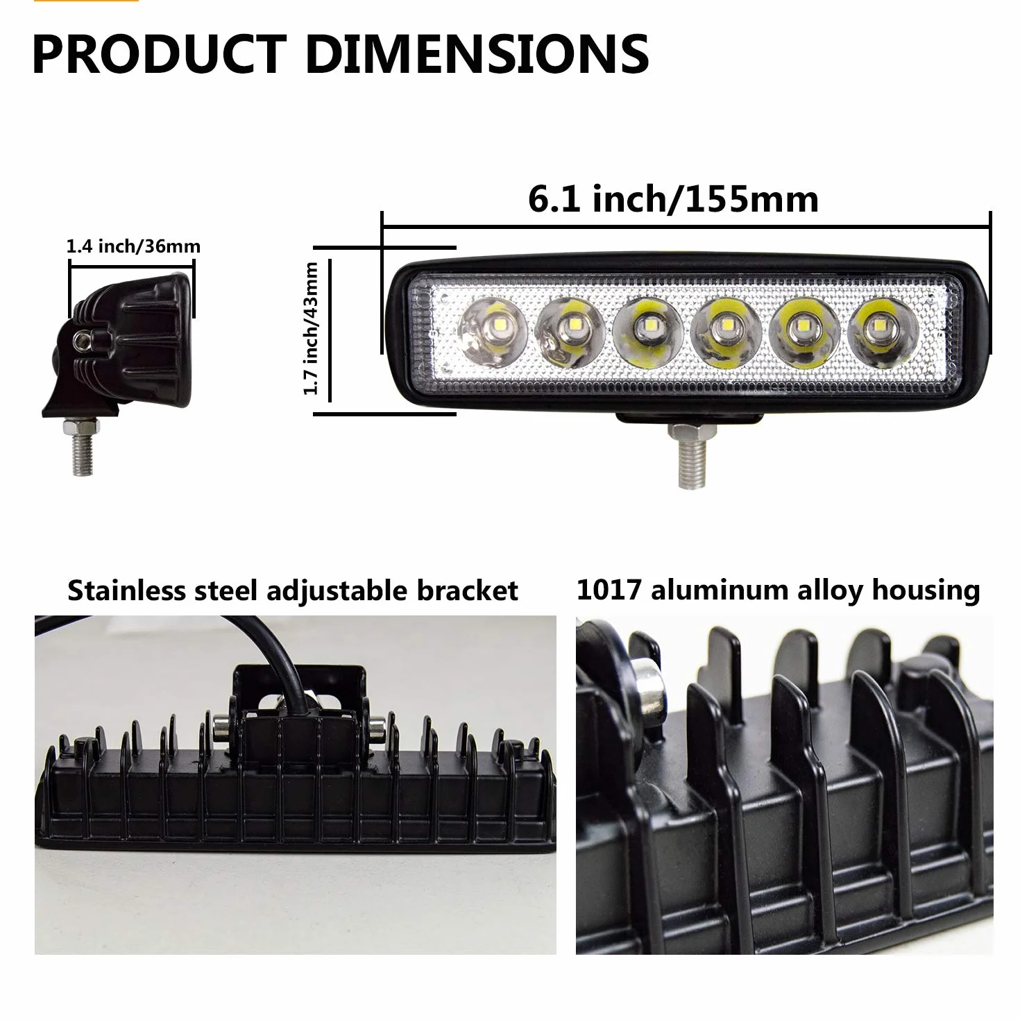 Willpower 4pcs Focos Tractor Super Inteligente 15cm 18W - Faros Trabajo 12V 24V Fila Única IP67 Impermeable Haz Puntual Luz de Niebla 6000K Barra LED Coche 4x4 Vehículo Camión Off-Road Barco