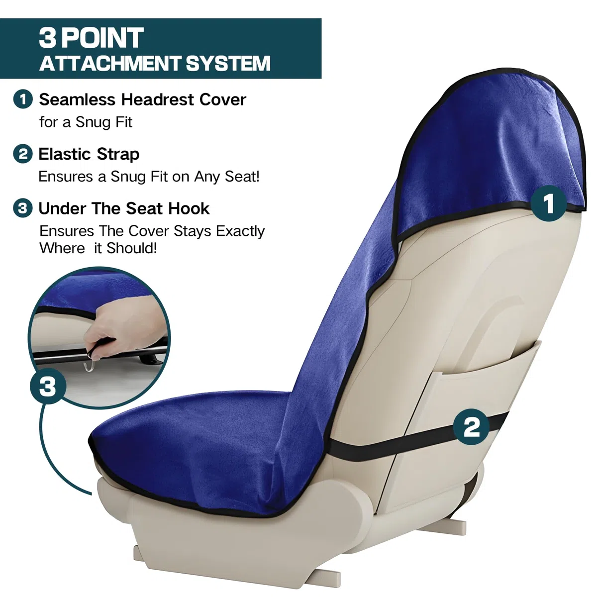 Funda Protectora Impermeable para Asiento de Coche,Cubre Asientos Antisudor, Ajustable para Coche, Camión y SUV, Ideal para Gimnasio, Playa y Viajes (Azul)
