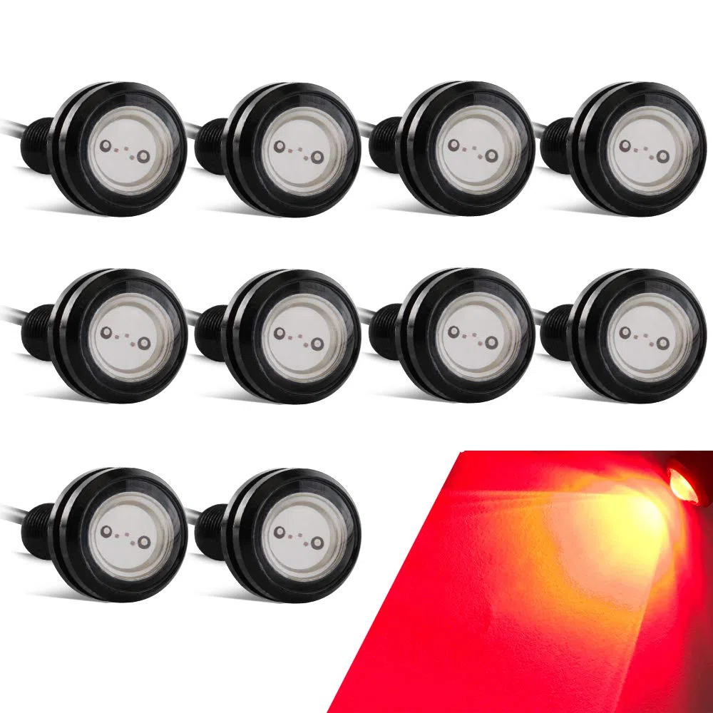 10PCS Alto Poder 23mm 9W Luz de ojo de águila Luz LED Para Automóvil Moto Luz Diurna Eagle Eye DRL Luces de Marcado (Rojo)