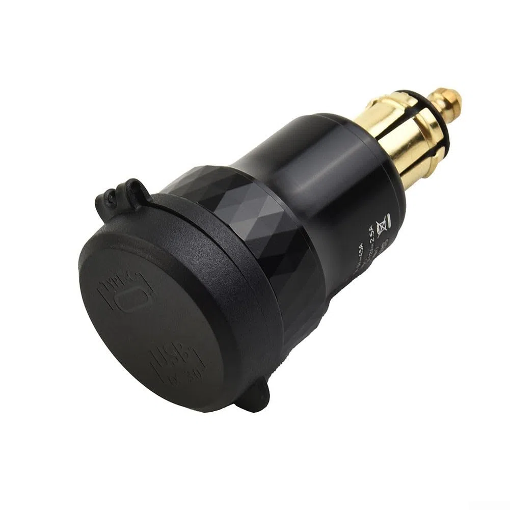 Yhenlovtt Adaptador de cargador dual USB de motocicleta para BMW, enchufe DIN impermeable de 4,2 A, puerto de alimentación de aleación de aluminio CNC para F800/F650/F700/R1200GS/R1200RT, negro