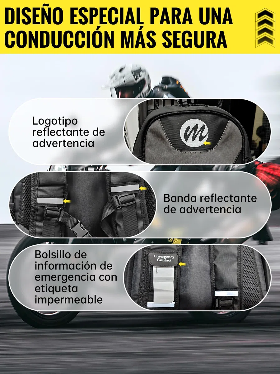 Moman BM1 Mochila Moto Impermeable con Puerto USB, Bolsa Casco Moto Grande 40L, Mochila Portátil con Soporte para Casco, Accesorios Motocicleta para Hombres y Mujeres