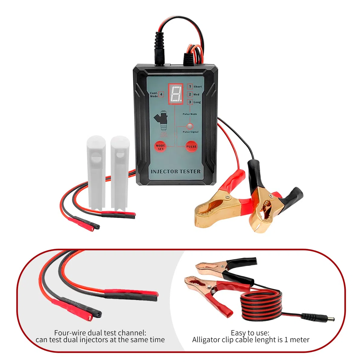 Shkalacar 12V/5V Probador de Inyector de Combustible y Adaptador, Kits de Herramientas de Limpieza DIY para Diagnóstico de Limpieza de Inyectores