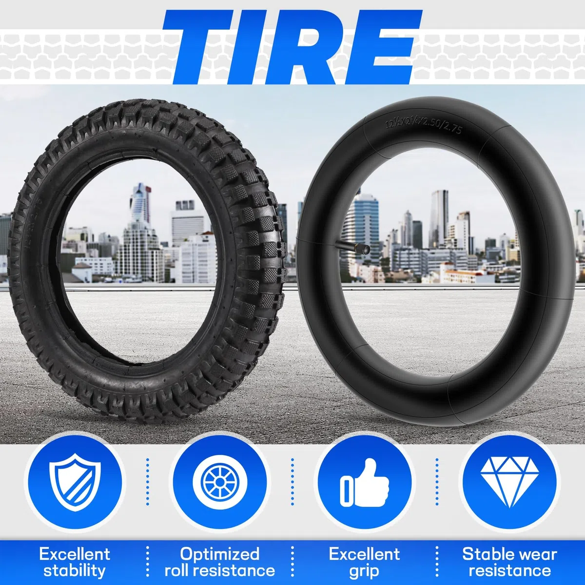 12 1 / 2X2.75 NeumáTico + Tubo Interior para 49Cc Motocicleta Mini Dirt Bike NeumáTico MX350 MX400 NeumáTico para Scooter NeumáTico Resistente Al Desgaste de 12 Pulgadas