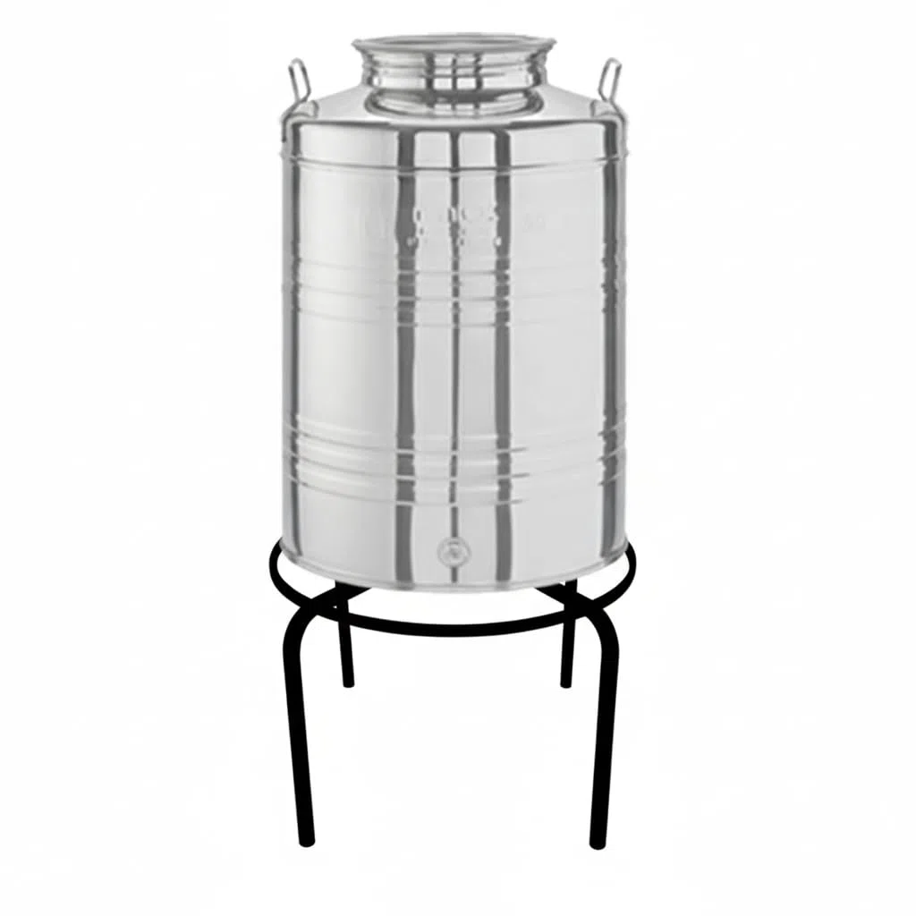 Tecnokit Trípode pedestal soporte barril aceite, estructura de acero, color negro, para bidones de aceite 100 litros (100 l)
