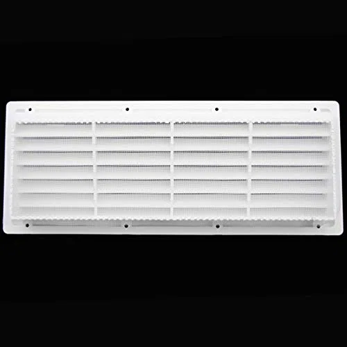 Rejilla de ventilación para nevera de caravana, autocaravana, barco de plástico blanco 374 x 148 mm con malla