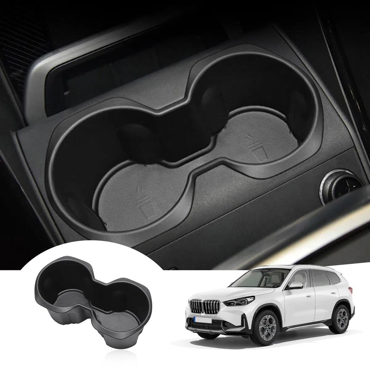 GAFAT Compatible con BMW X1 U11 iX1/ X2 U10 iX2 2023-2025 2026 Portavasos, iX1 2025 TPE Goma Blanda Consola Central Portavasos, Organizador Alfombras, Antideslizante Antivibración, Accesorios X1 U11