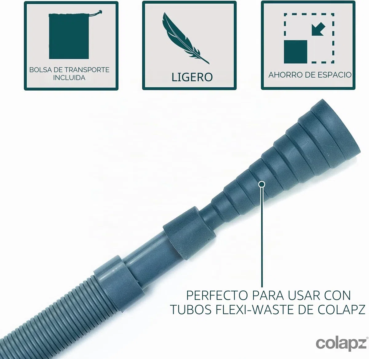 Colapz Accesorios para Caravanas – Sistema Flexible y Extensible de Tuberías de Residuos Flexi para Caravana, Autocaravana y Furgoneta – Adaptador Ajustable y Kit Completo de Drenaje